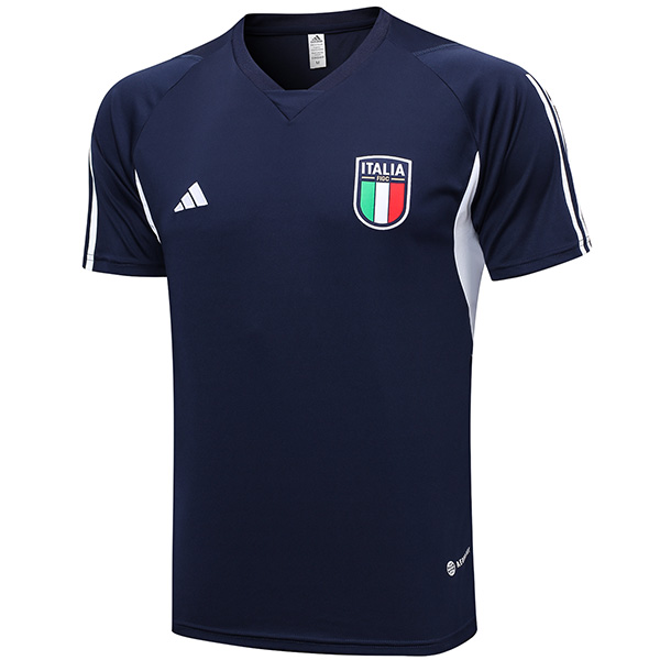 Italy training jersey soccer uniform men's navy sportswear football kit top sports shirt 2023-2024